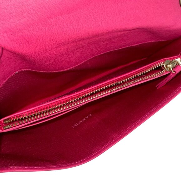 LANVIN Fuchsia Leather Sugar Lambskin Mini Crossbody Wallet Bag Made in Spain - Picture 13 of 14